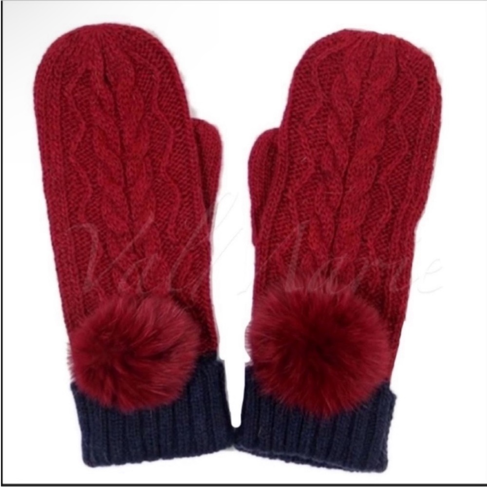 Angora Pom Pom Mittens